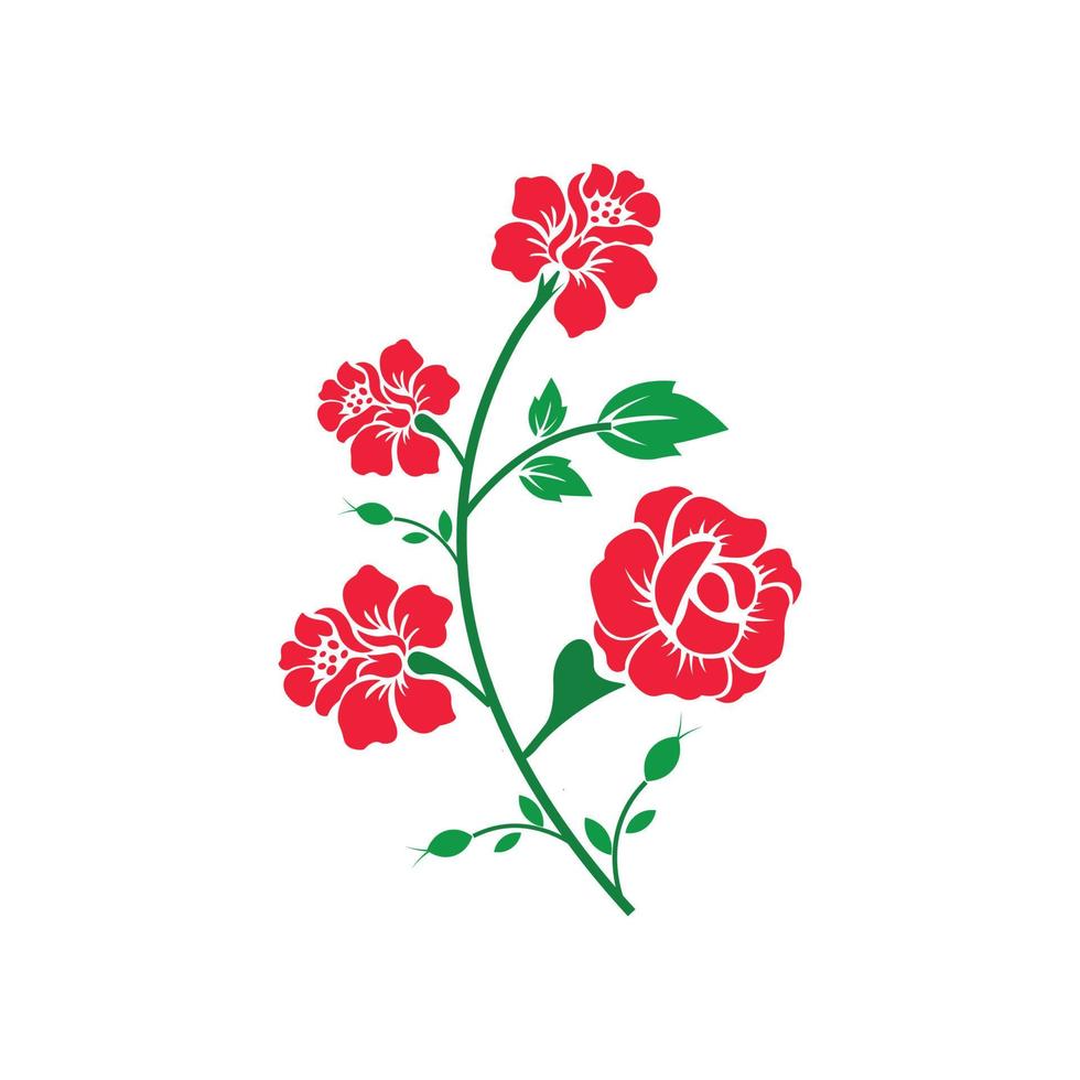 beau motif floral aux couleurs rouges et vertes avec place pour votre texte. vecteur