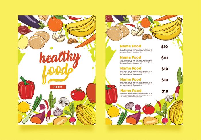 Modèle de menu des aliments sains Vector Design