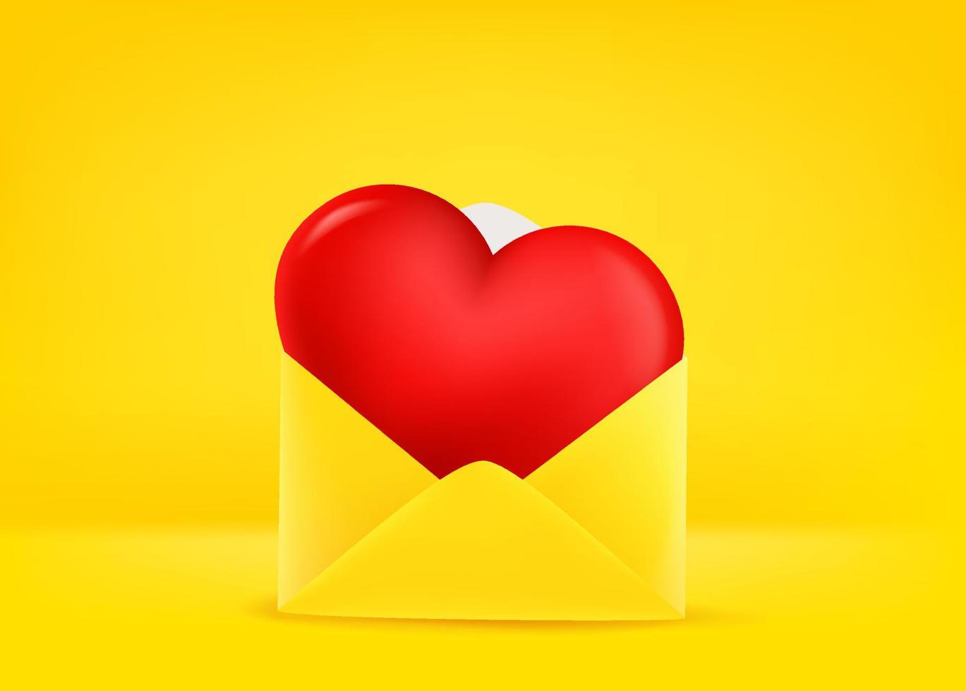 enveloppe en papier avec coeur. envoi avec concept d'amour. illustration vectorielle 3d vecteur