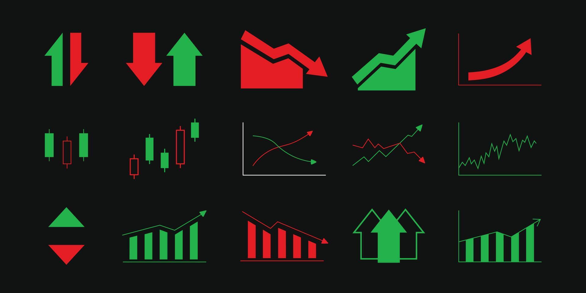 ensemble de divers diagrammes pour l'infographie du stock de marché vecteur