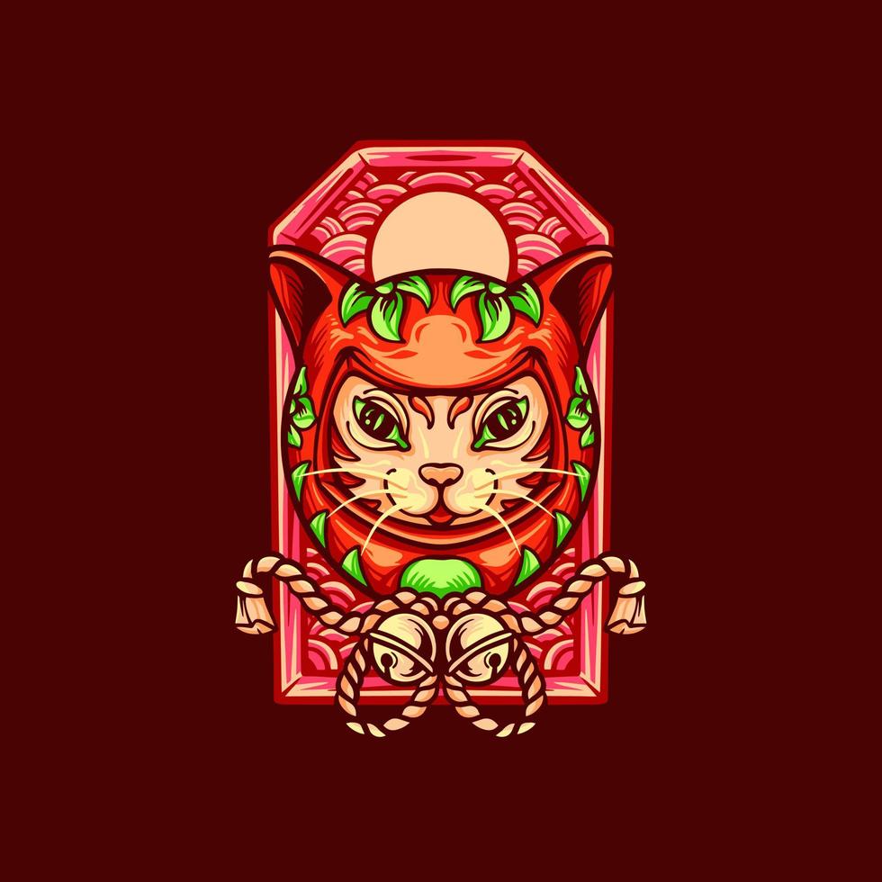 le chat daruma illustration vecteur