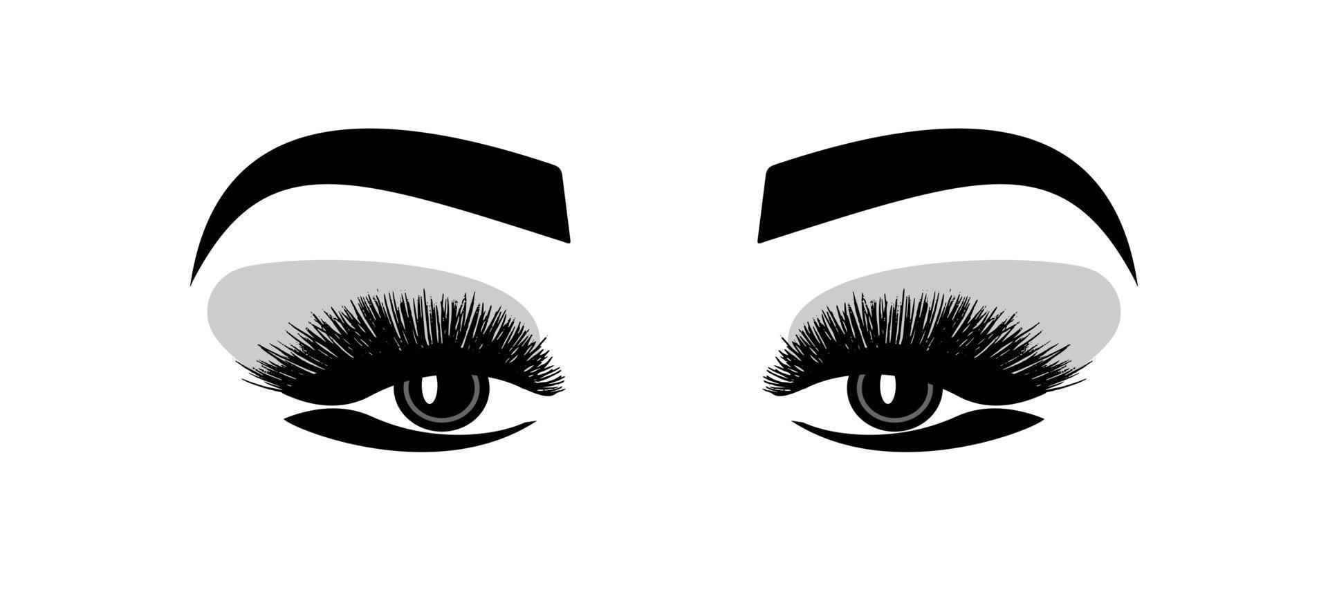 maquillage pour les yeux. cils de sourcils - illustration vectorielle dans un style plat. salon de beauté. vue vecteur