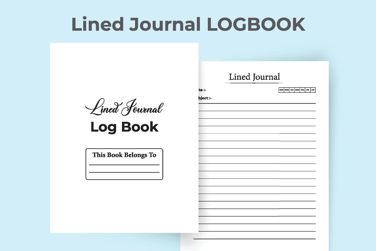 interface de journal de bord ligné. modèle de cahier de liste de travail. modèle de journal ligné. modèle de journal simple. carnet de notes ligné. vecteur