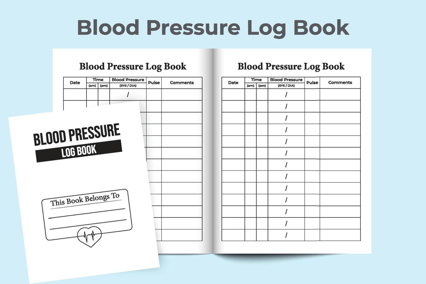 carnet de tension artérielle. modèle de journal de suivi du pouls. journal de bord de la pression artérielle suivi du pouls. carnet médical. vecteur