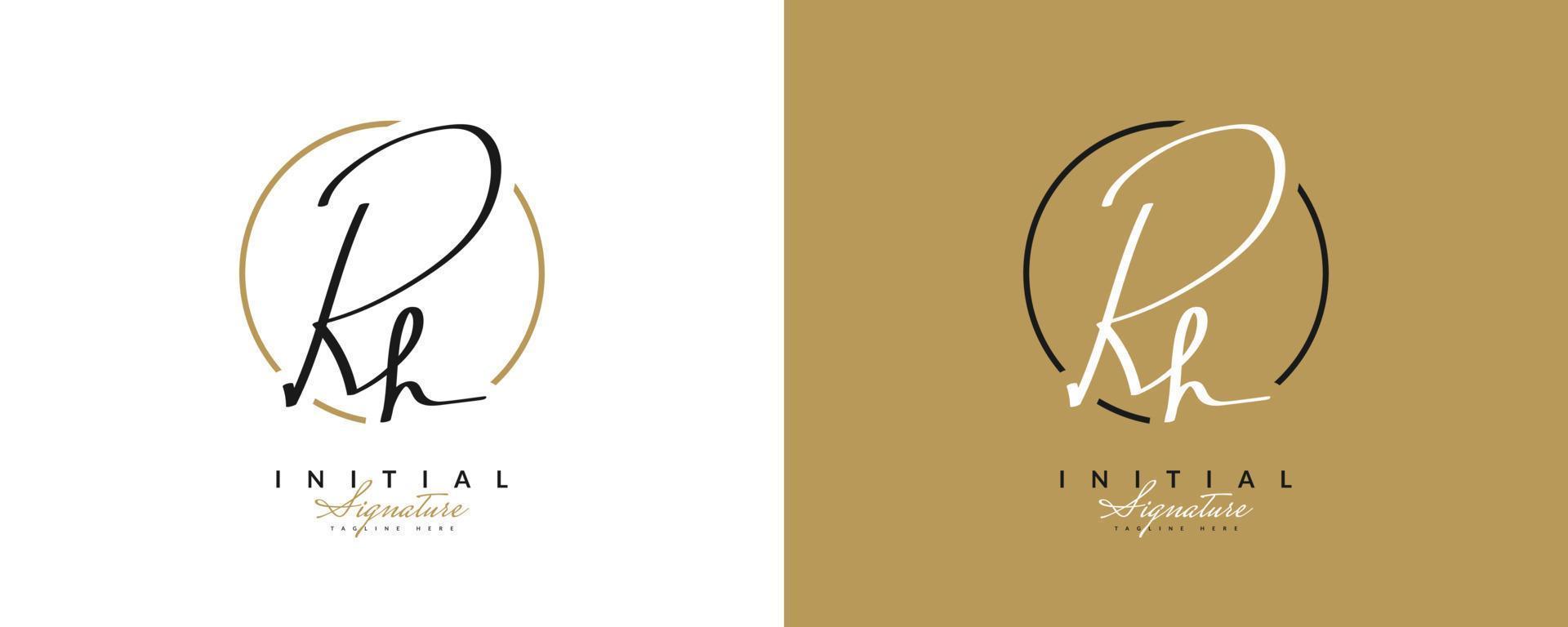 conception initiale du logo rh avec un style d'écriture élégant. logo ou symbole de signature rh pour le mariage, la mode, les bijoux, la boutique, l'identité botanique, florale et commerciale vecteur