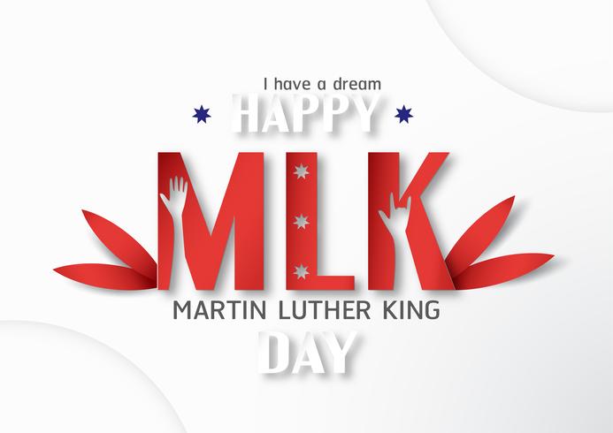 Thaïlande, Udonthani - 16 janvier 2019: Joyeuse Journée Martin Luther King Jr. avec du papier découpé et un style artisanal. Illustration vectorielle pour le fond, bannière, affiche, publicité, carte d&#39;invitation et modèle. vecteur