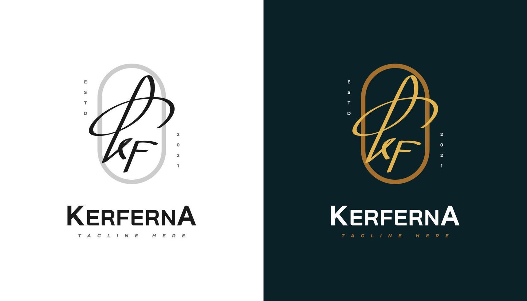 kf création initiale du logo avec un style d'écriture élégant. logo ou symbole de signature kf pour le mariage, la mode, les bijoux, la boutique, l'identité botanique, florale et commerciale vecteur