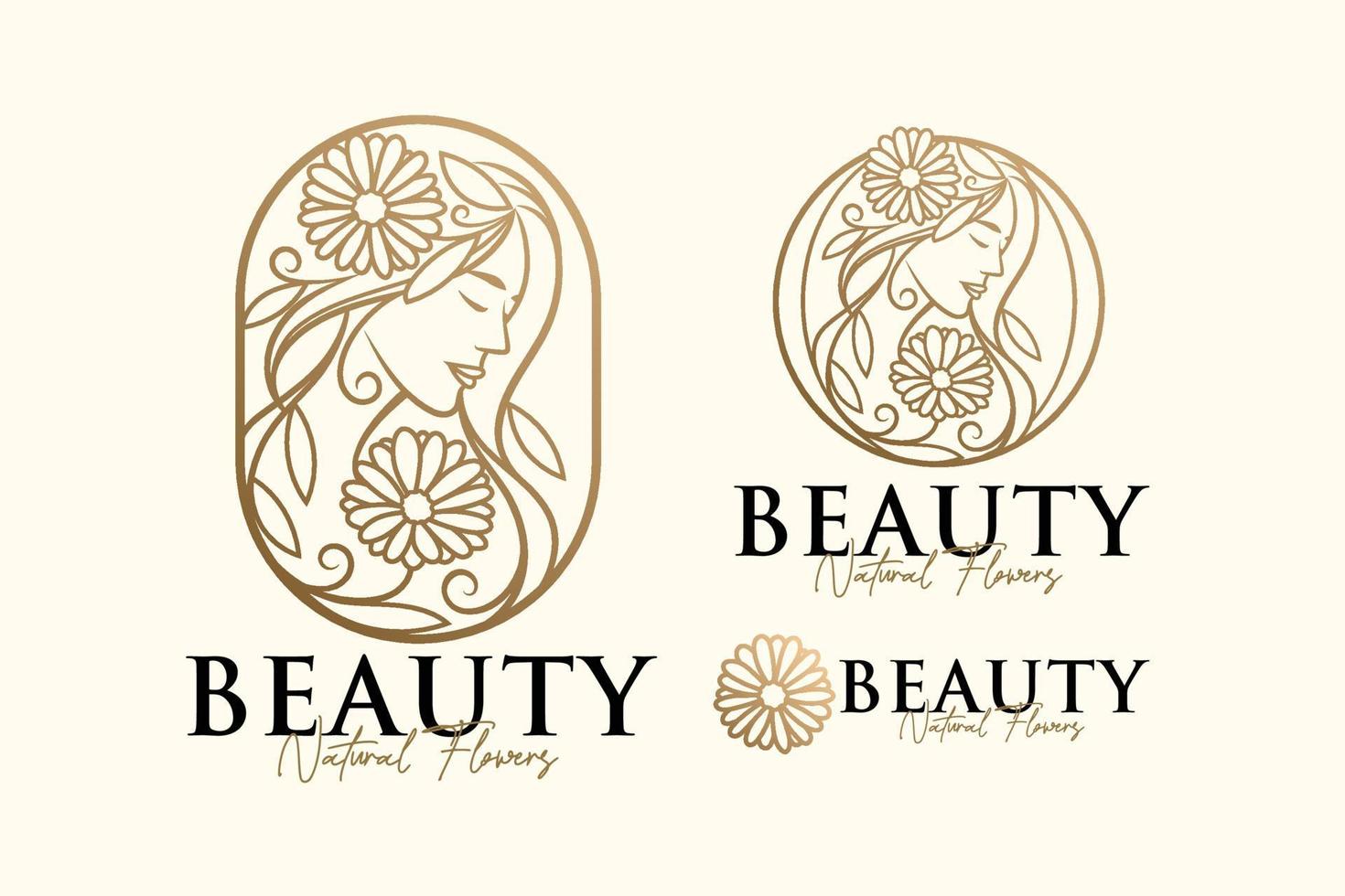 modèle de logo de beauté or dessin au trait vecteur