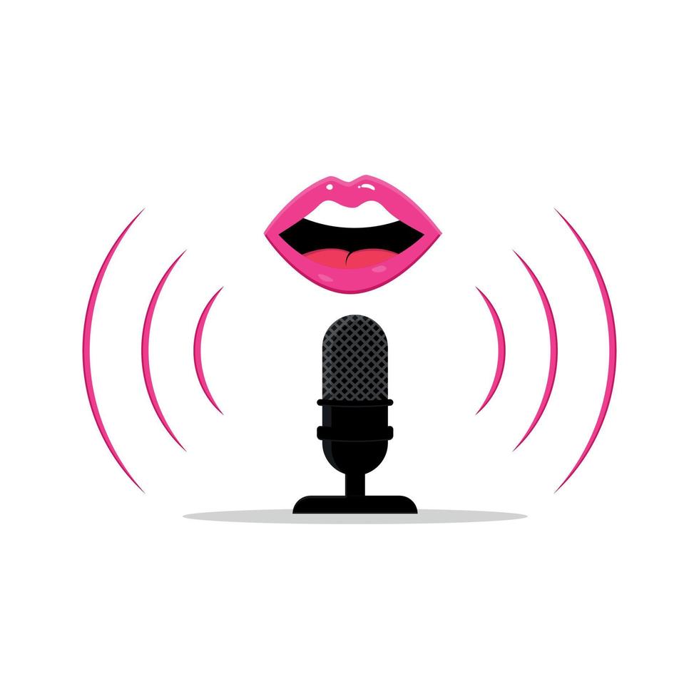 la bouche parle dans le concept de podcast de diffusion de radio de microphone vecteur