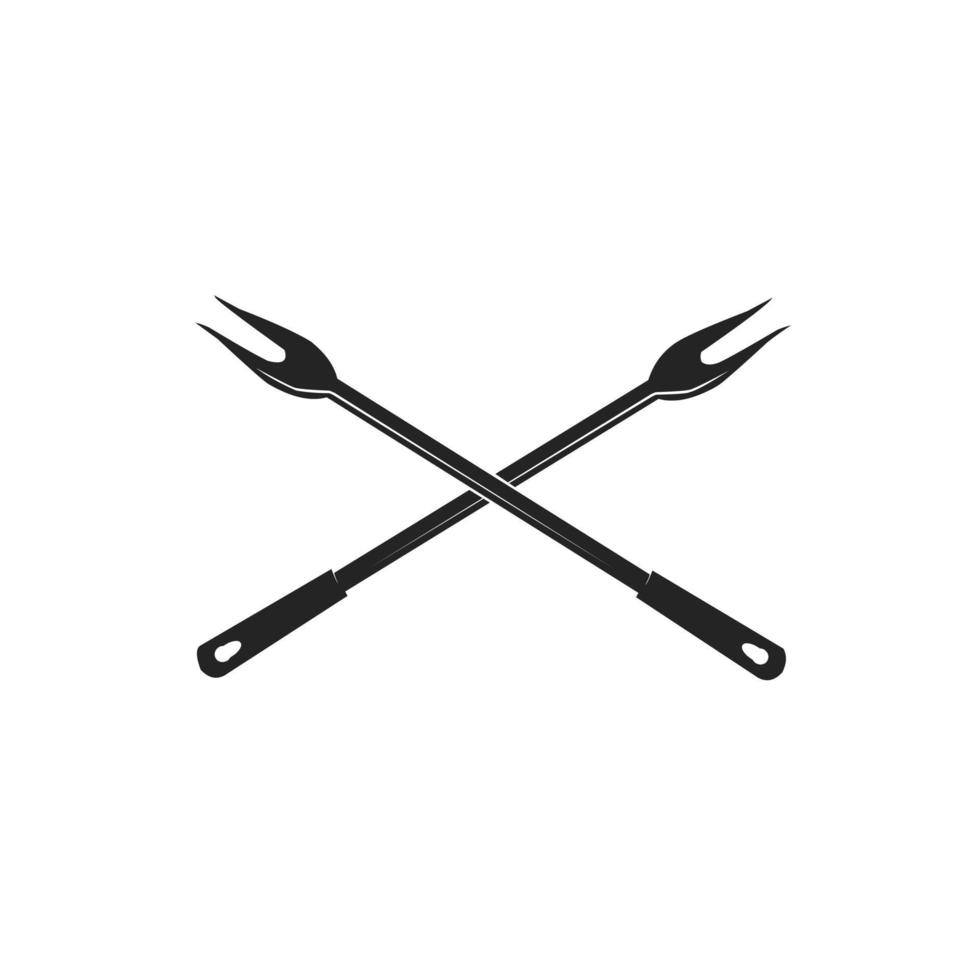 illustration vectorielle, conception de fourchette à griller, icône de logo de barbecue vecteur