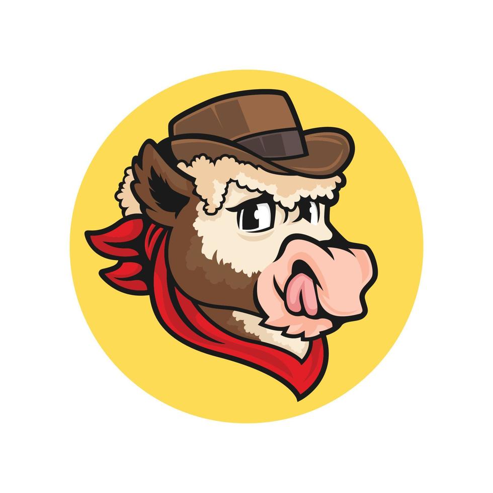 vache avec chapeau de cowboy qui sort la langue illustration vectorielle vecteur