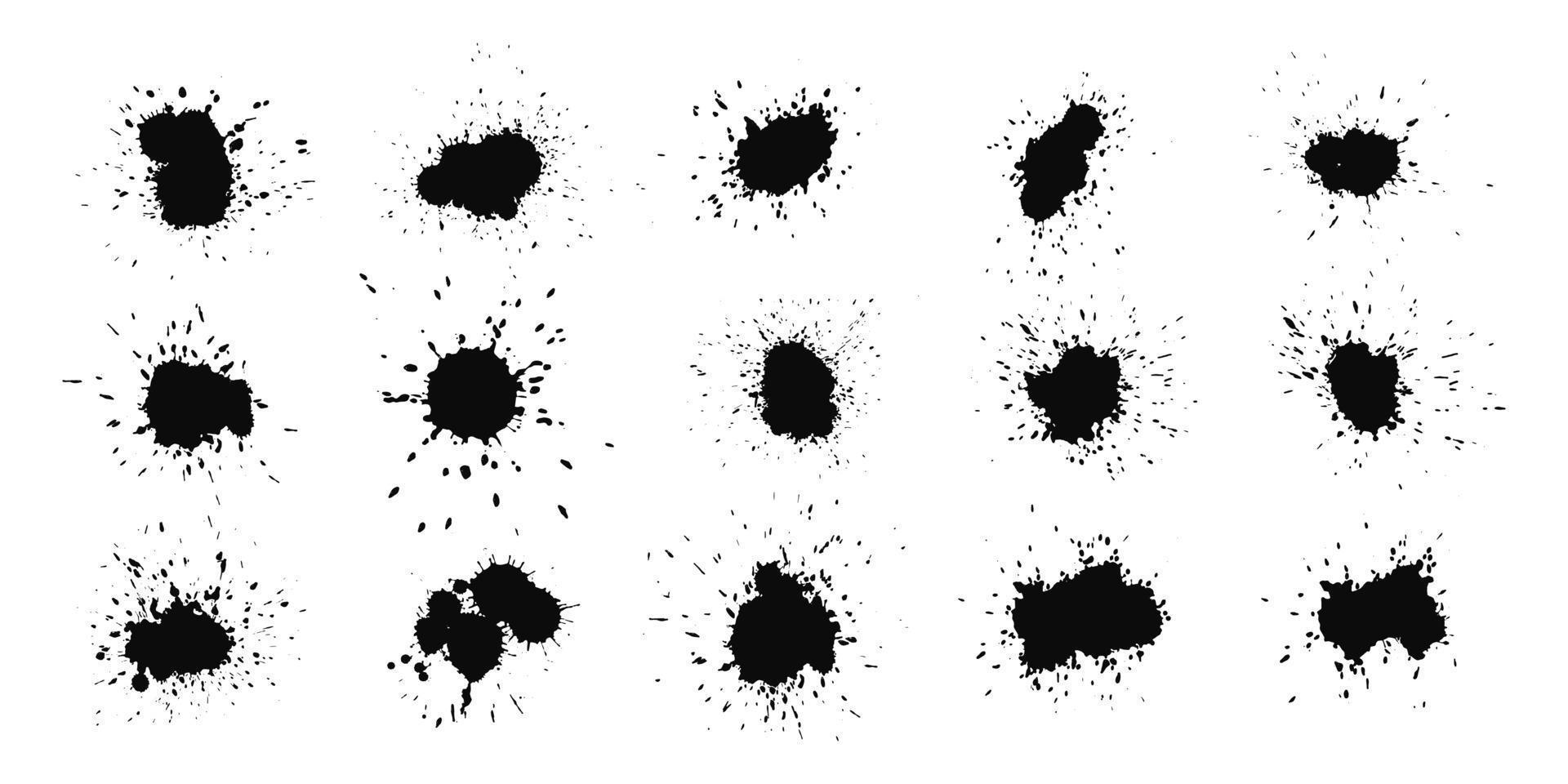 collection abstraite d'éclaboussures d'encre noire vecteur