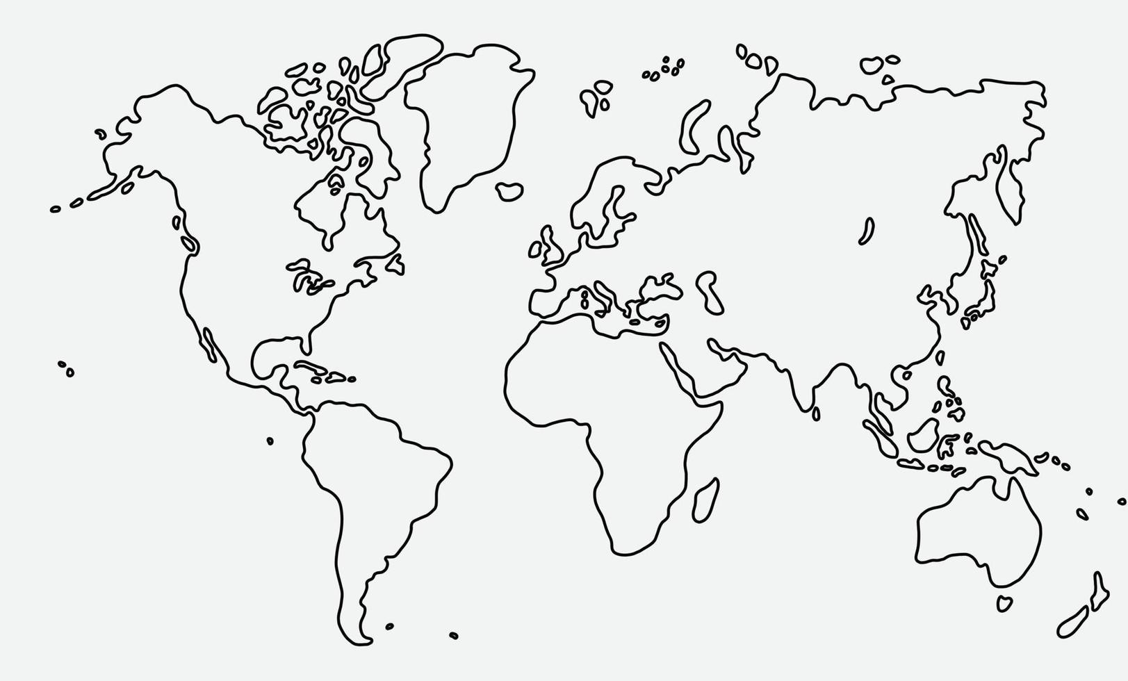 Doodle dessin à main levée de la carte du monde. vecteur