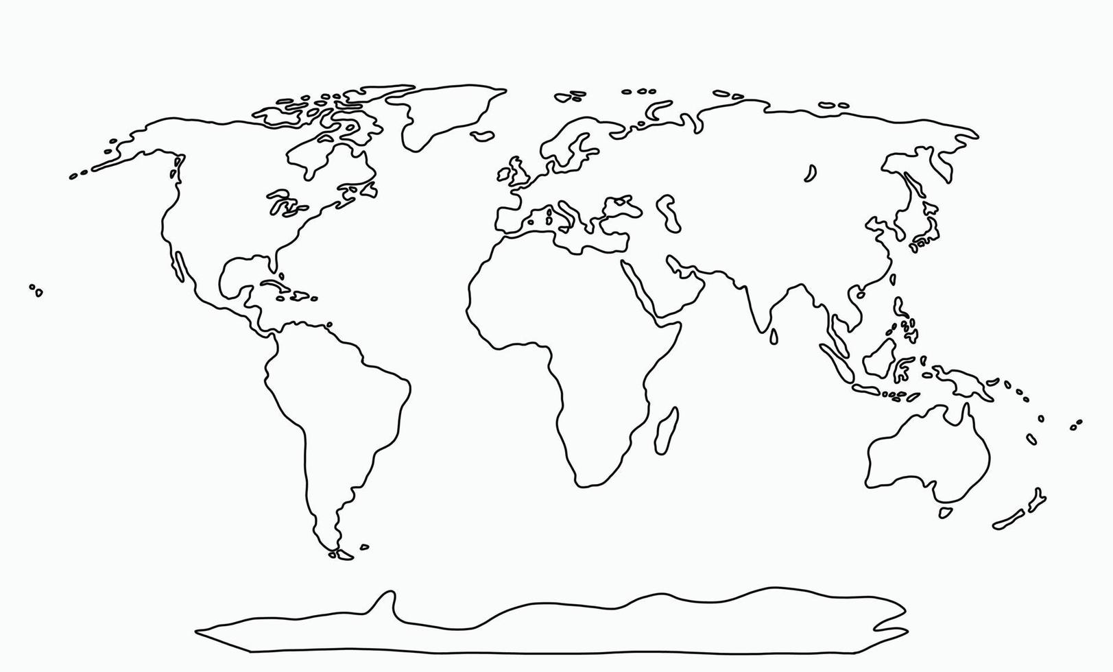 Doodle dessin à main levée de la carte du monde. vecteur