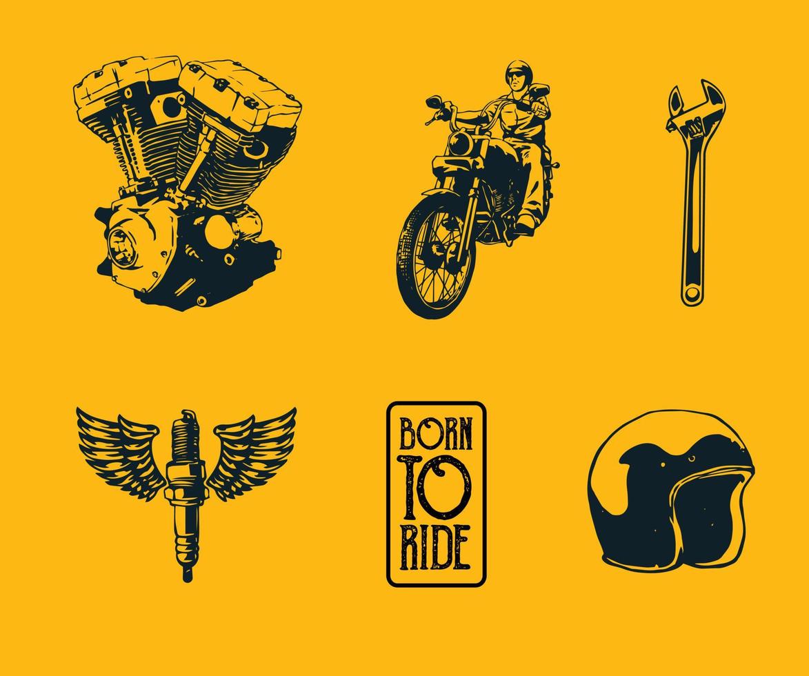 illustration de pièces de moto pour la conception d'éléments vecteur