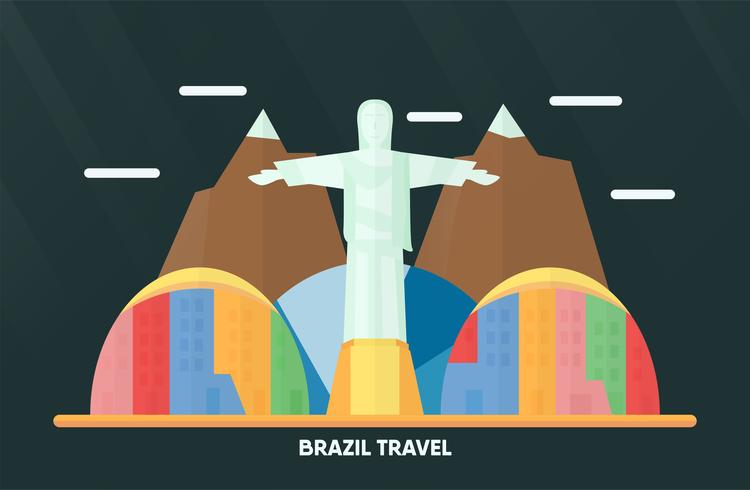 Thaïlande, Udonthani - 07 août 2018: monument du Brésil avec le monument de Rio de Janeiro, ville colorée, ciel, nuage et montagne. Illustration vectorielle pour voyager vecteur