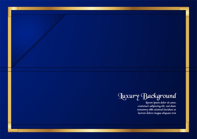 Abstrait bleu dans le concept premium avec bordure dorée. Modèle de conception pour la couverture, présentation de l&#39;entreprise, bannière Web, faire-part de mariage et emballage de luxe. vecteur