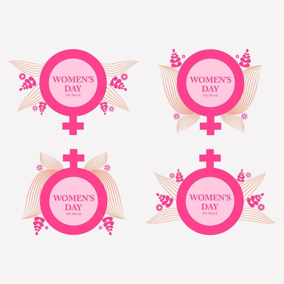 collection de badges pour la journée des femmes rose plat vecteur