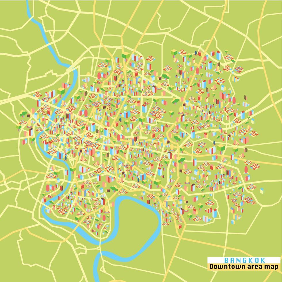 carte du centre-ville de bangkok vecteur