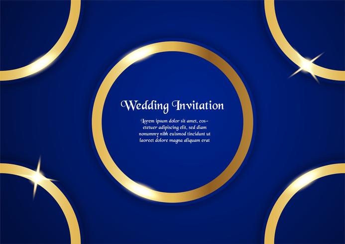 Abstrait bleu dans le concept premium avec bordure dorée. Modèle de conception pour la couverture, présentation de l&#39;entreprise, bannière Web, faire-part de mariage et emballage de luxe. vecteur