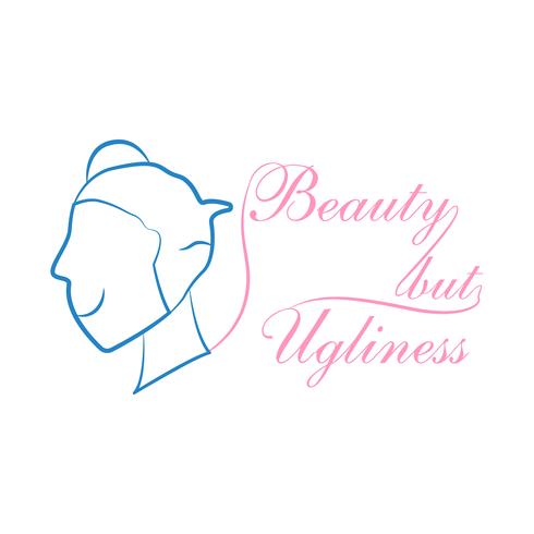 Slogan design dans le concept de &quot;beau et laid&quot; pour la publicité, T-shirt, couverture, bannière, modèle, vêtements et brochure. Illustration vectorielle au design plat avec des couleurs roses et bleus. vecteur