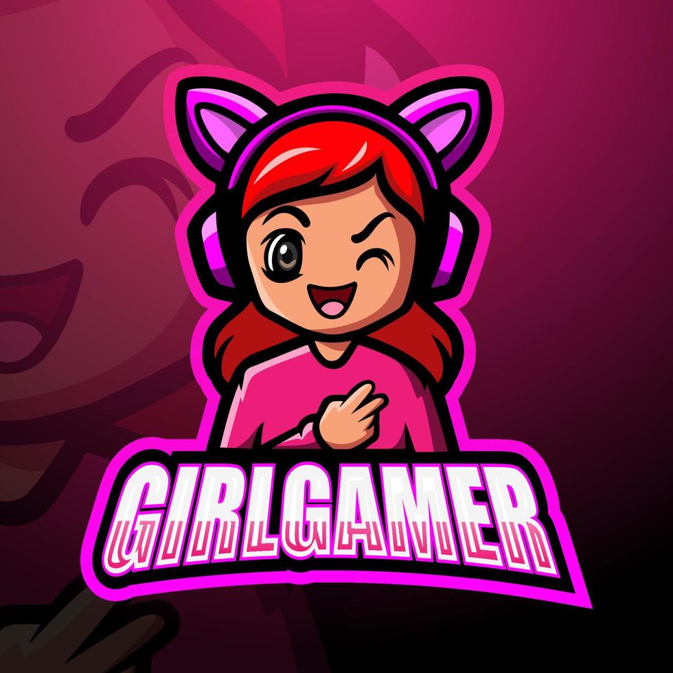 création de logo esport mascotte gamer girl vecteur