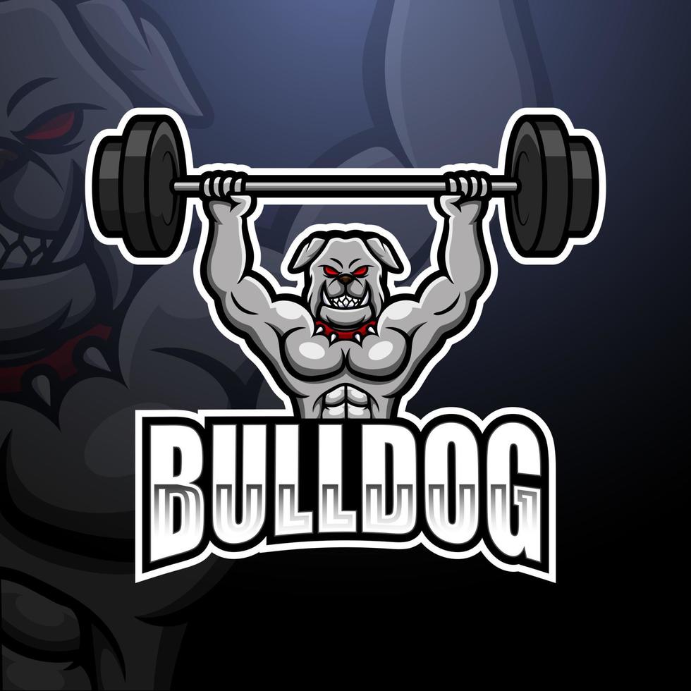 création de logo esport mascotte haltérophilie bouledogue vecteur