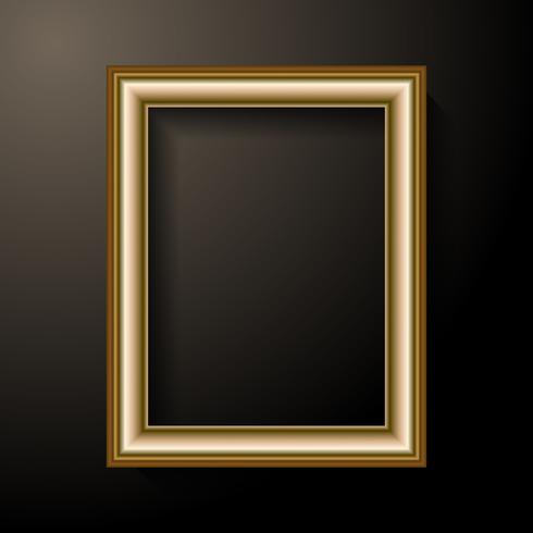 Modèle de cadre photo doré. Décoration d&#39;intérieur et concept d&#39;intérieur. Fond clair noir vecteur