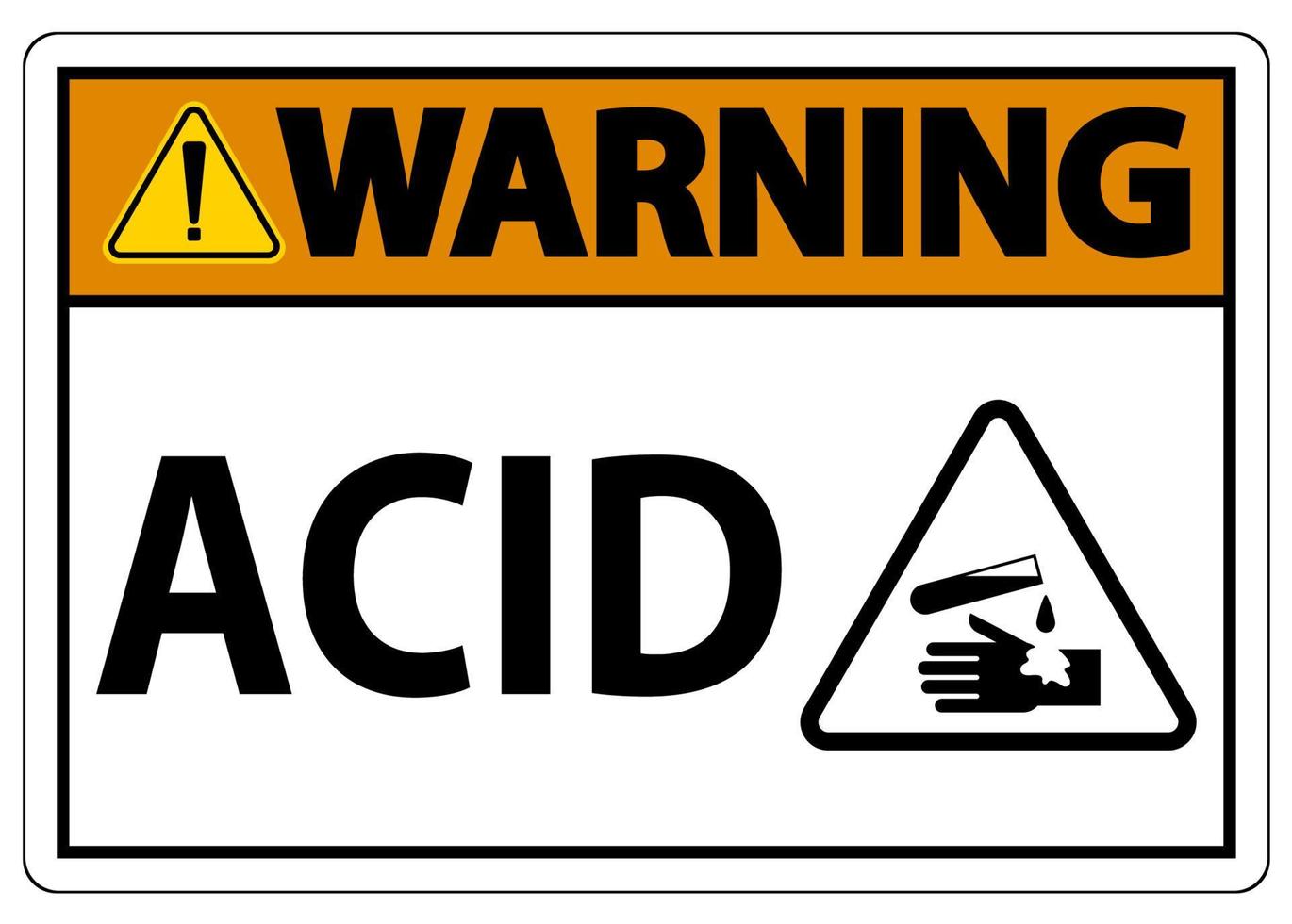 Panneau d'avertissement d'acide de l'étiquette sur fond blanc vecteur