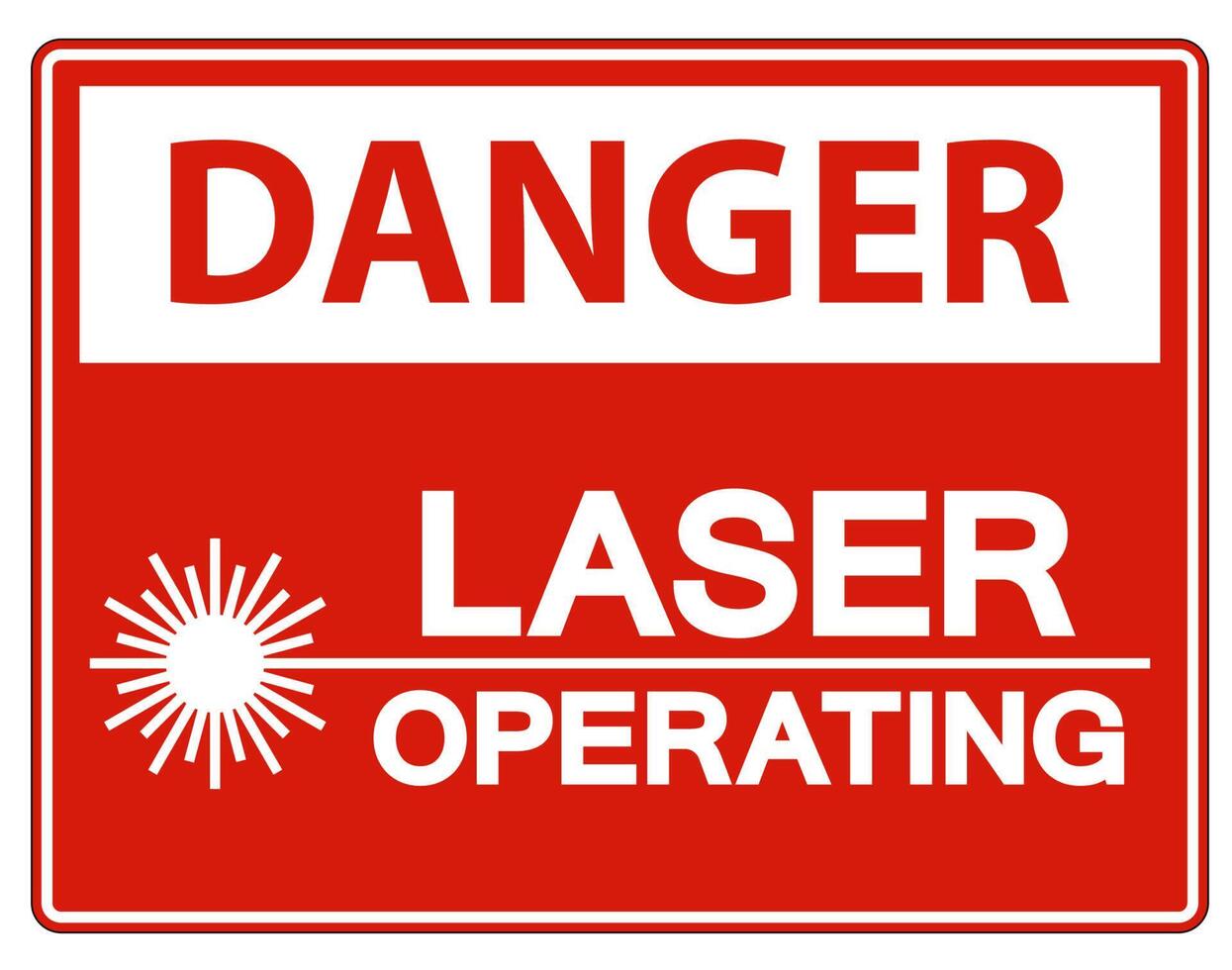 Signe de sécurité danger laser fonctionnant sur fond blanc vecteur