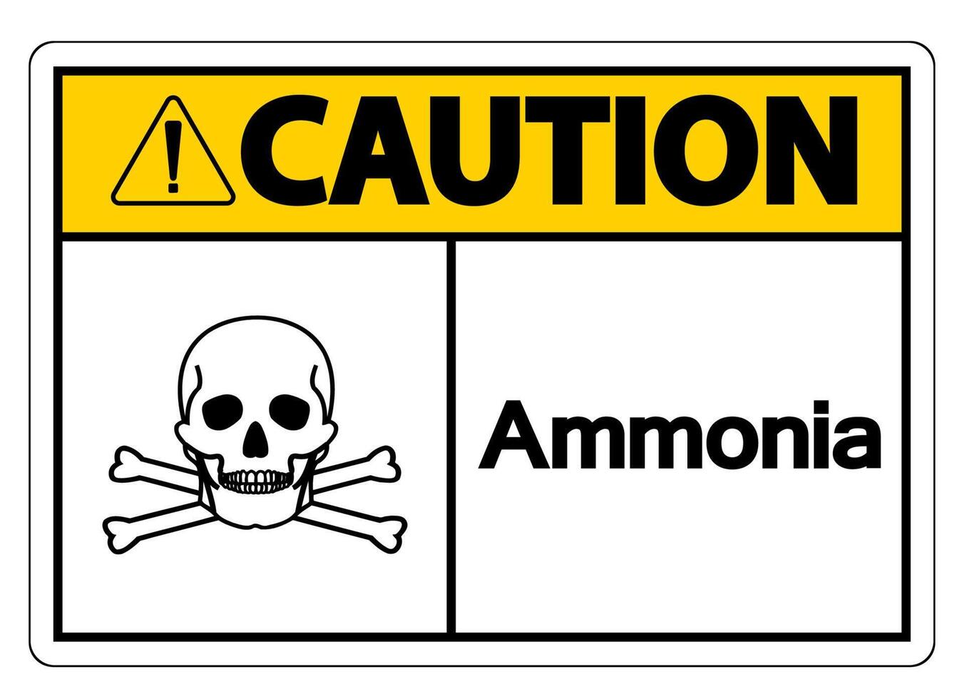 Attention signe symbole de l'ammoniac sur fond blanc vecteur