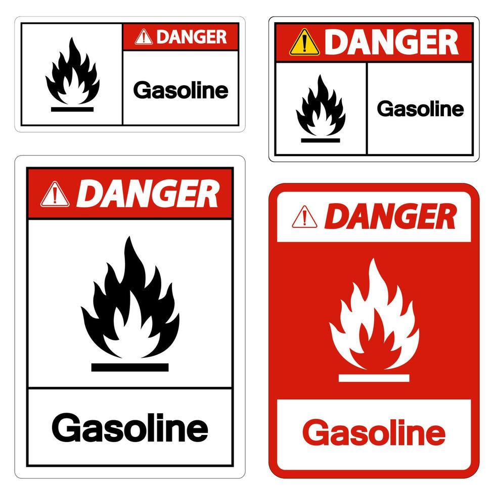 Signe de symbole d'essence de danger sur fond blanc vecteur