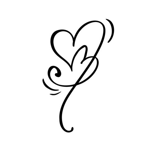 Main dessiné deux signe d&#39;amour de coeur. Vecteur de calligraphie romantique de la Saint-Valentin. Symbole d&#39;icône Concepn pour t-shirt, carte de voeux, mariage affiche. Illustration d&#39;élément plat design