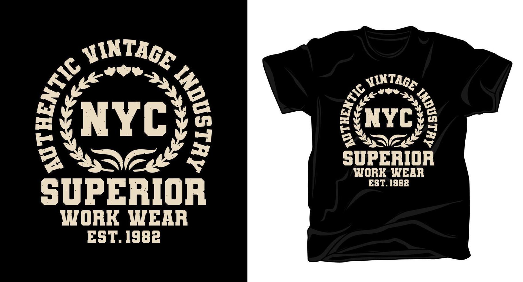 conception de t-shirt de typographie de vêtements de travail supérieurs de new york city vecteur