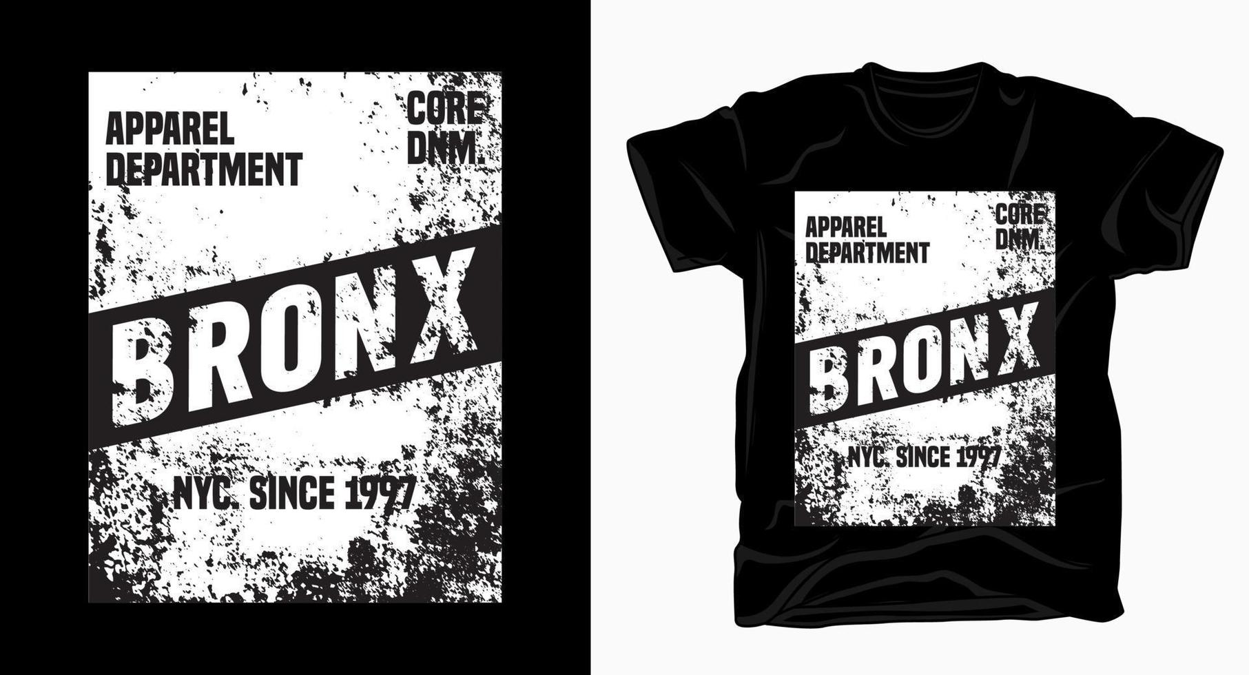 conception de typographie bronx avec texture pour t-shirt vecteur