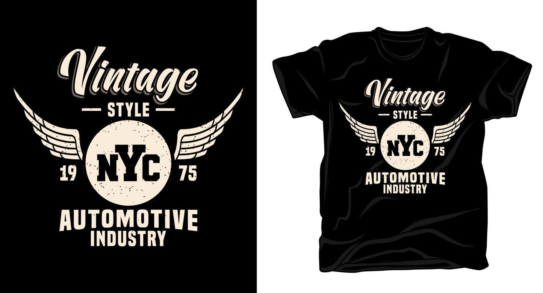 conception de t-shirt de typographie de l'industrie automobile vintage vecteur