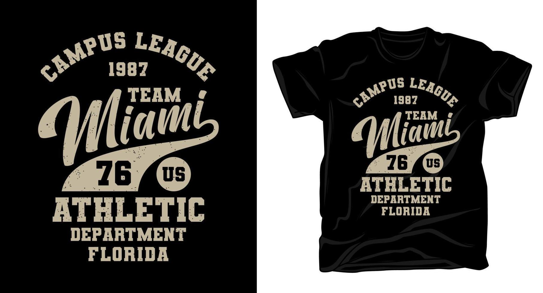 conception de t-shirt de typographie équipe miami vecteur