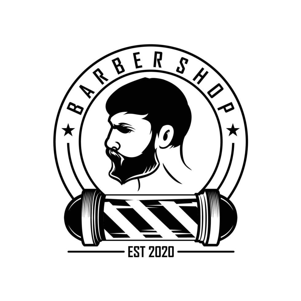 modèle de logo de salon de coiffure vintage noir et blanc vecteur