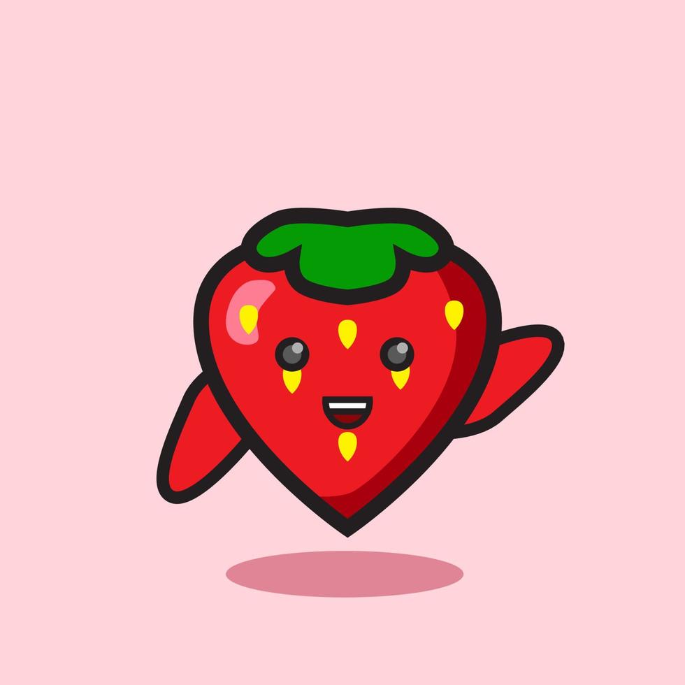 conception de dessin animé de fruits fraise mignon heureux. vecteur