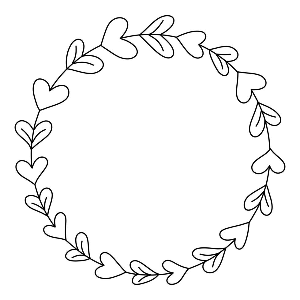 cadre floral de vecteur en illustration de style lineart noir