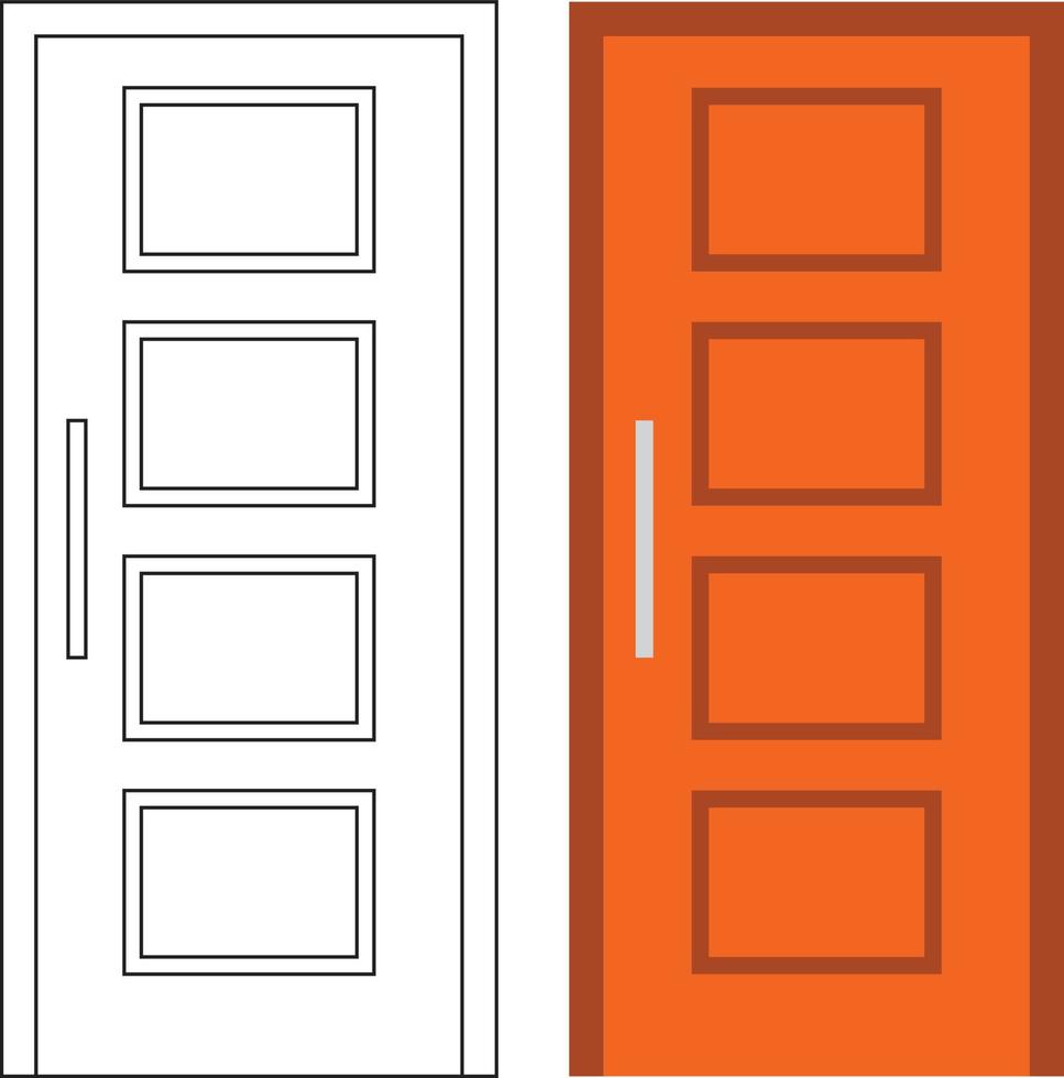 illustration graphique vectoriel de la vue de face d'une porte unique adaptée à la conception de votre maison et à la conception d'affiches à la maison sur les travaux architecturaux