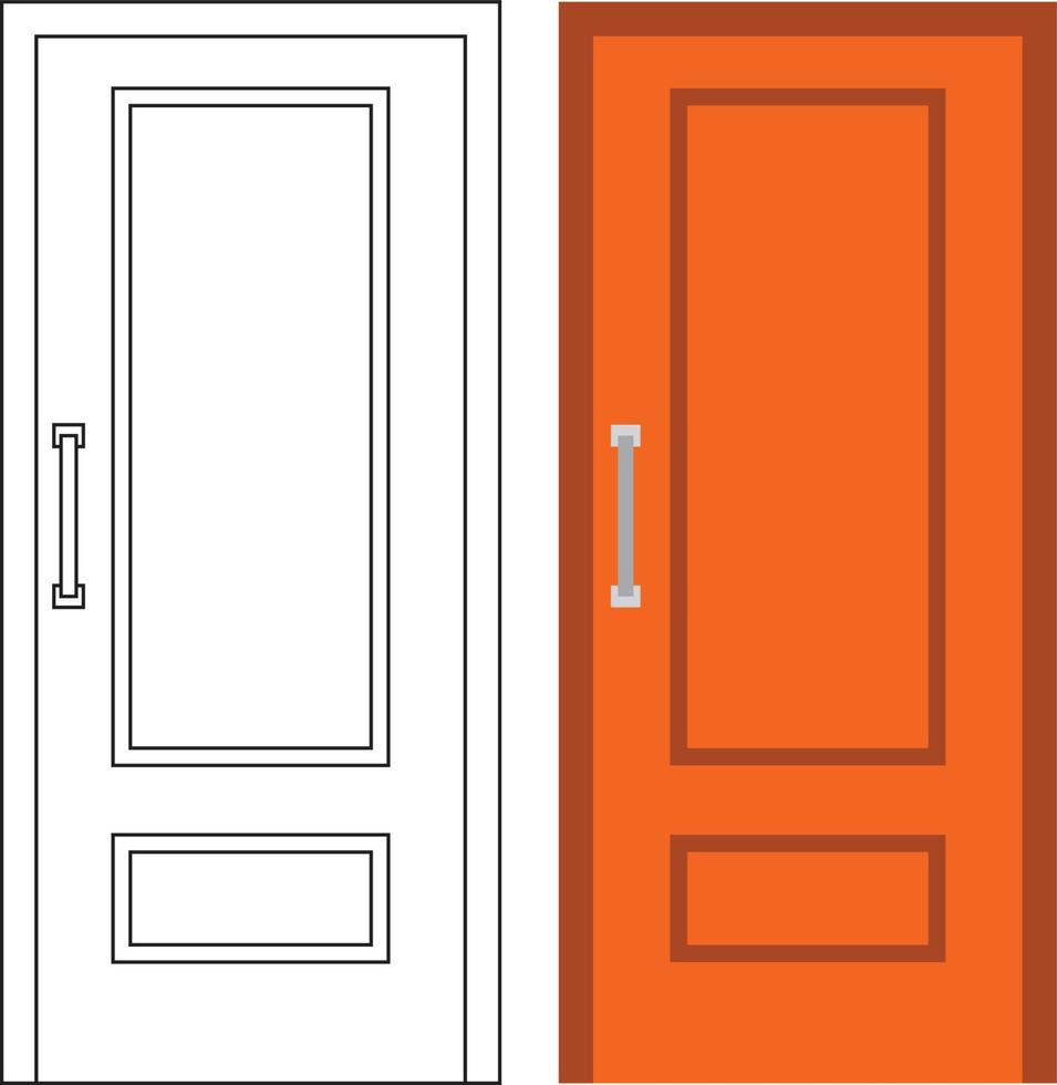 illustration graphique vectoriel de la vue de face d'une porte unique adaptée à la conception de votre maison et à la conception d'affiches à la maison sur les travaux architecturaux