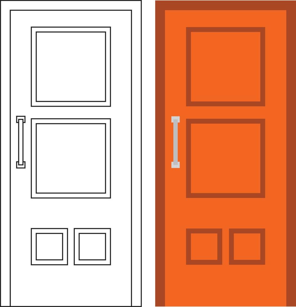 illustration graphique vectoriel de la vue de face d'une porte unique adaptée à la conception de votre maison et à la conception d'affiches à la maison sur les travaux architecturaux