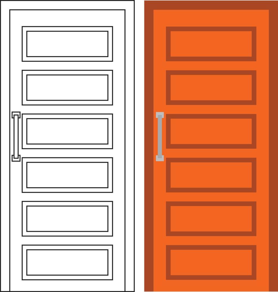 illustration graphique vectoriel de la vue de face d'une porte unique adaptée à la conception de votre maison et à la conception d'affiches à la maison sur les travaux architecturaux