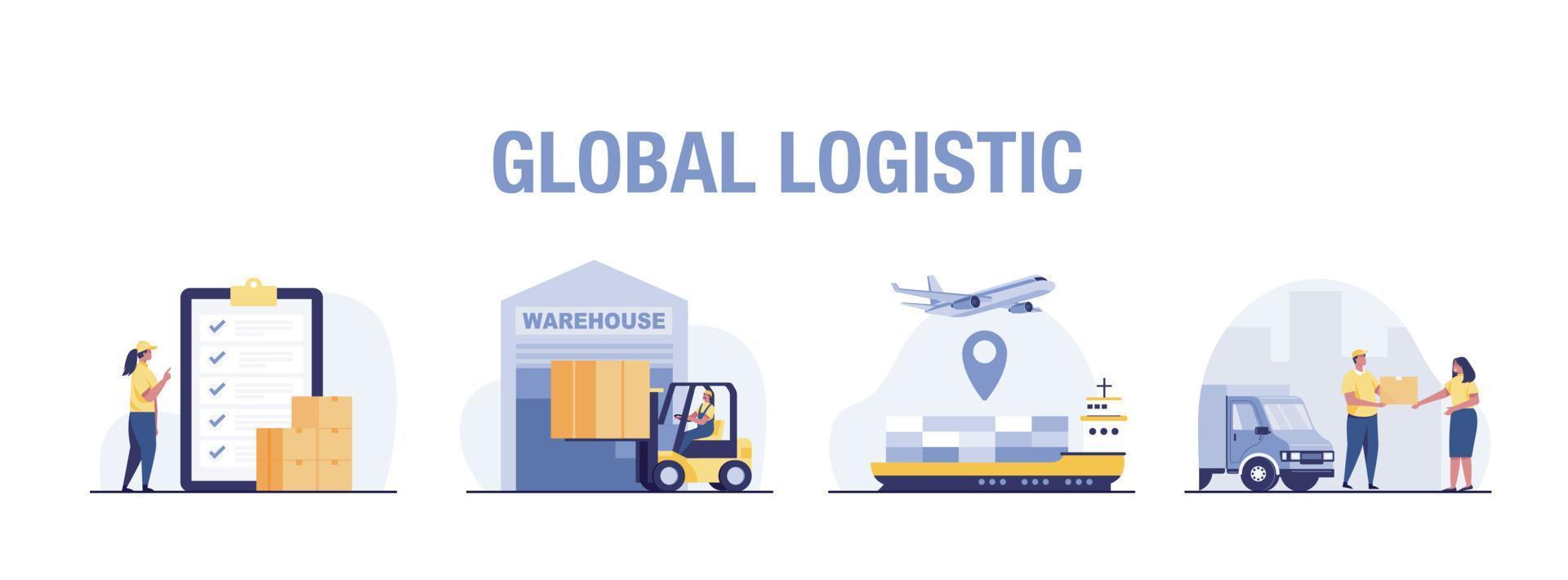 concept logistique global. client choisissant le type de livraison de la commande, distribution mondiale. vecteur