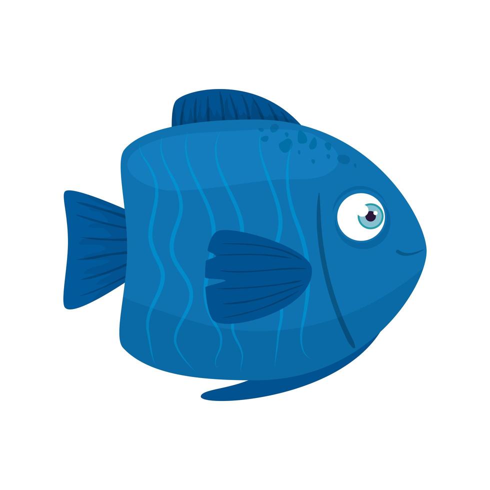 vie sous-marine de la mer, poisson mignon, couleur bleue, sur fond blanc vecteur