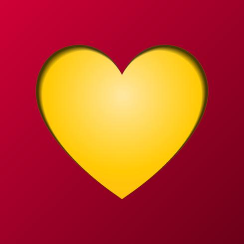 Vecteur de carte de voeux Happy Valentines Day. Coeur jaune dans le composant central. Concept d&#39;amour et de couple. Thème de cartes postales et papier.