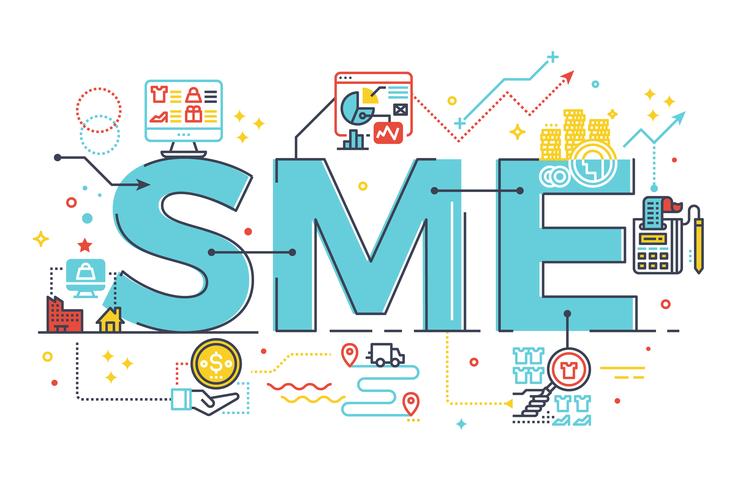 PME, petites et moyennes entreprises, illustration du mot lettrage vecteur