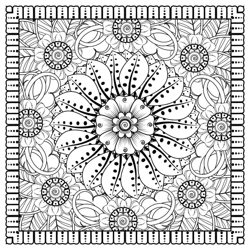 motif circulaire en forme de mandala pour henné, mehndi, tatouage, décoration. ornement décoratif dans un style oriental ethnique. page de livre de coloriage. vecteur