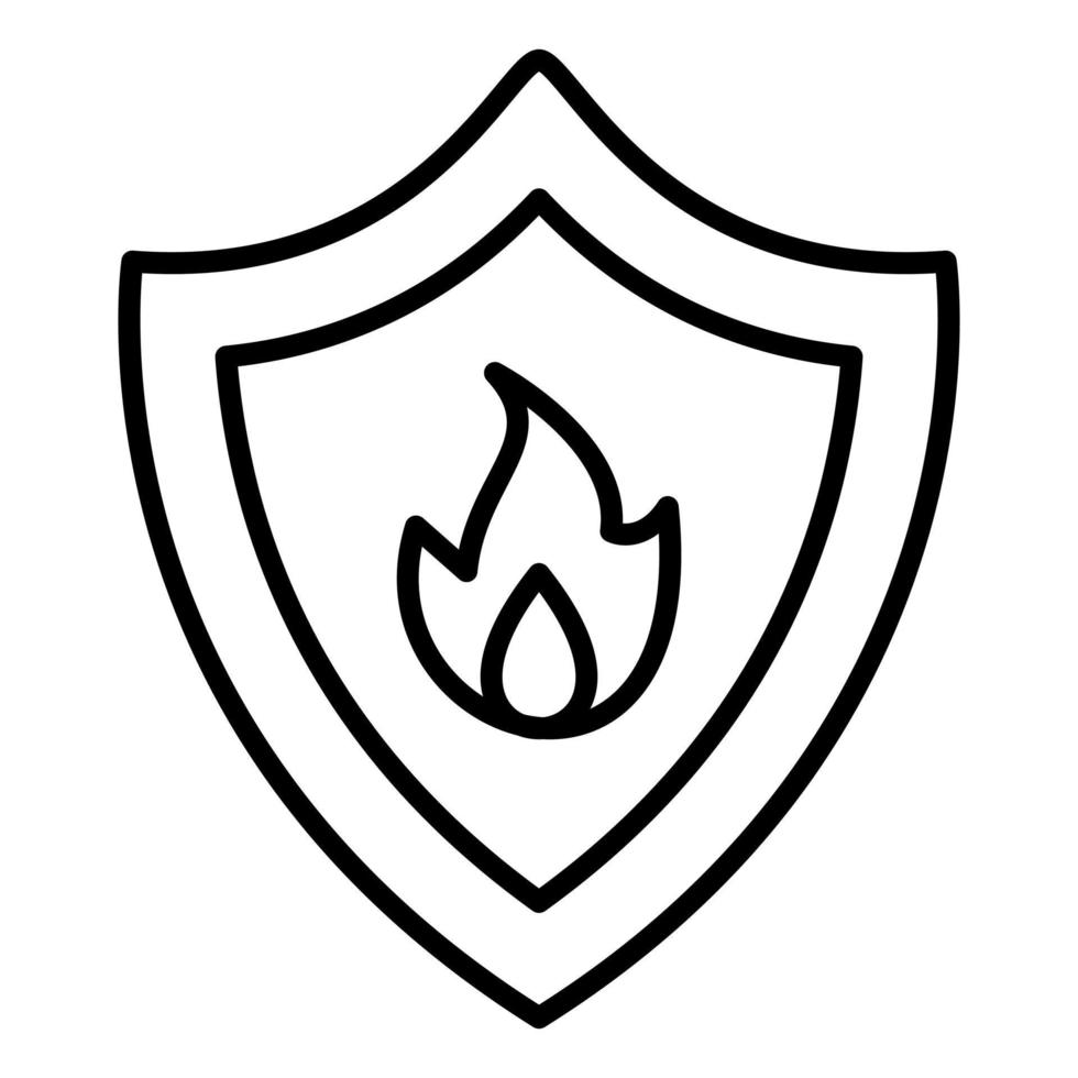 icône de ligne de bouclier anti-feu vecteur